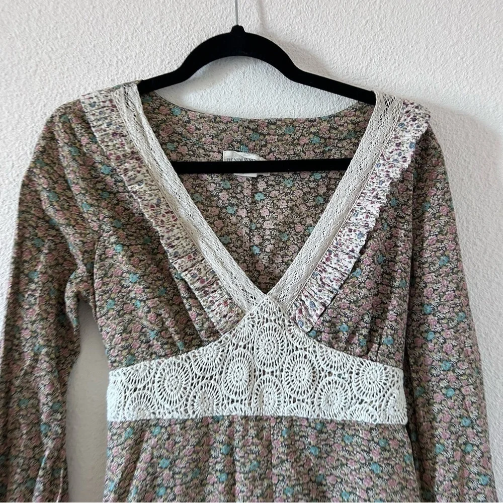 Ralph Lauren Denim Supply women’s Floral Midi Dress Medium Flare Sleeve Cottage - Picture 5 of 14